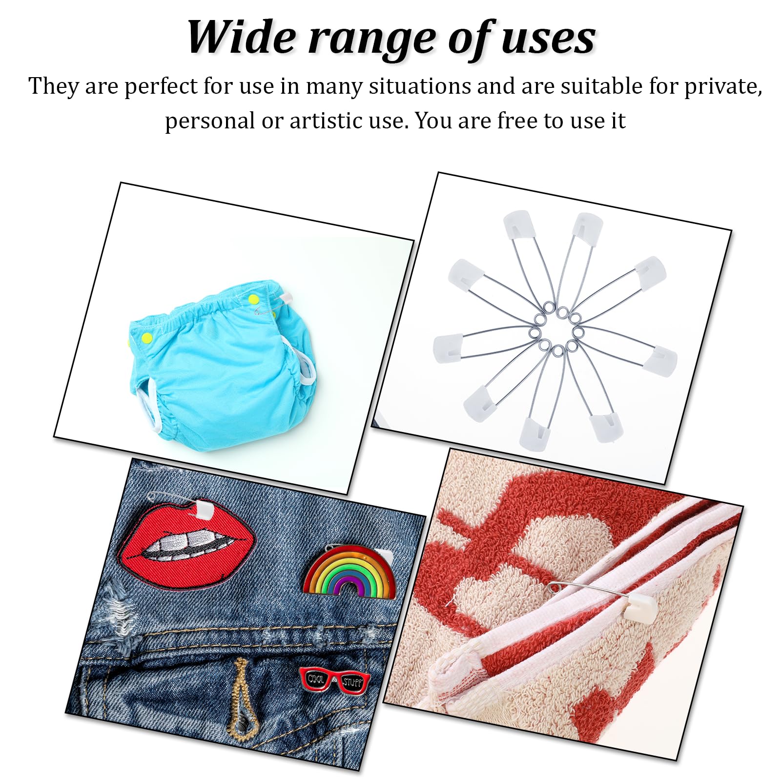 Giantree safety pins diaper fabric use, securing soft materials.