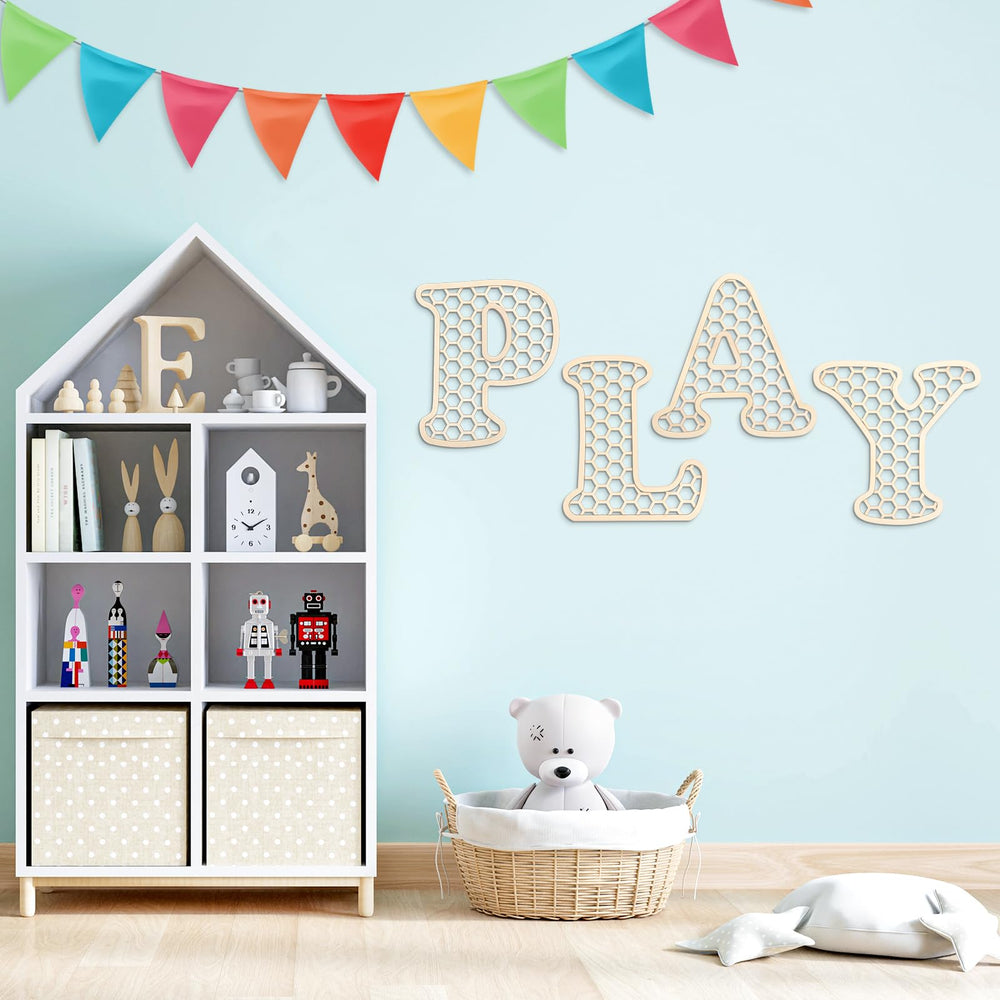 Giantree wooden-rattan-letters versatile-decor for living rooms, bedrooms, and play areas.