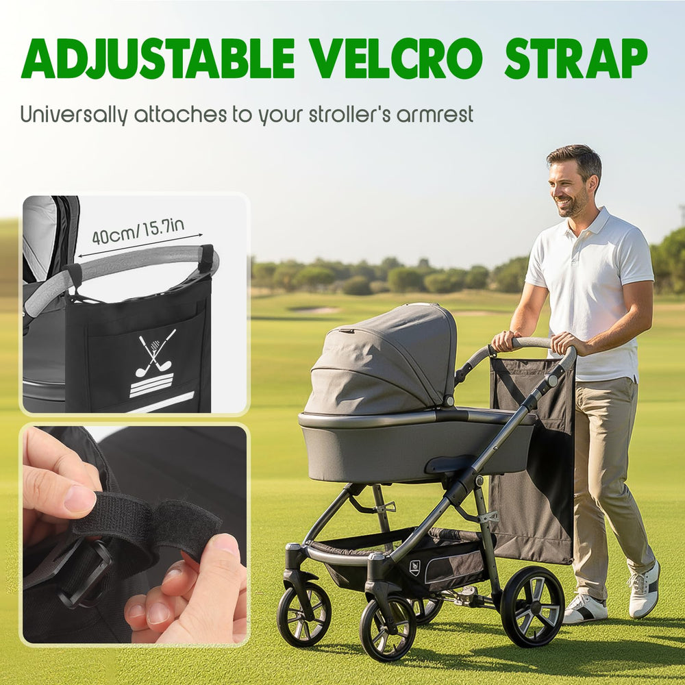 GIASSVIO baby-stroller golf caddy pockets keep tees and gloves organized during your round.