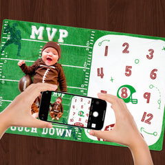Gicoherero football baby monthly milestone blanket growth-tracking chart for milestone documentation