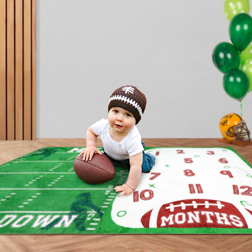 Gicoherero football baby monthly milestone blanket nursery decor with sporty touch