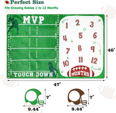 Gicoherero football baby monthly milestone blanket as a portrait photo prop for keepsake albums