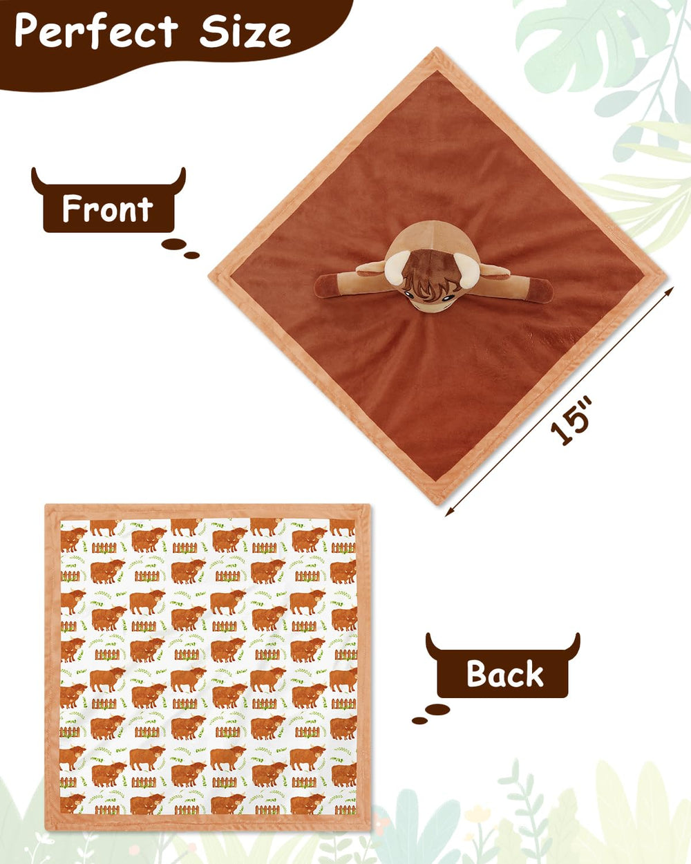 Gicoherero Highland Cow blanket underside farm-scene for bedtime storytelling
