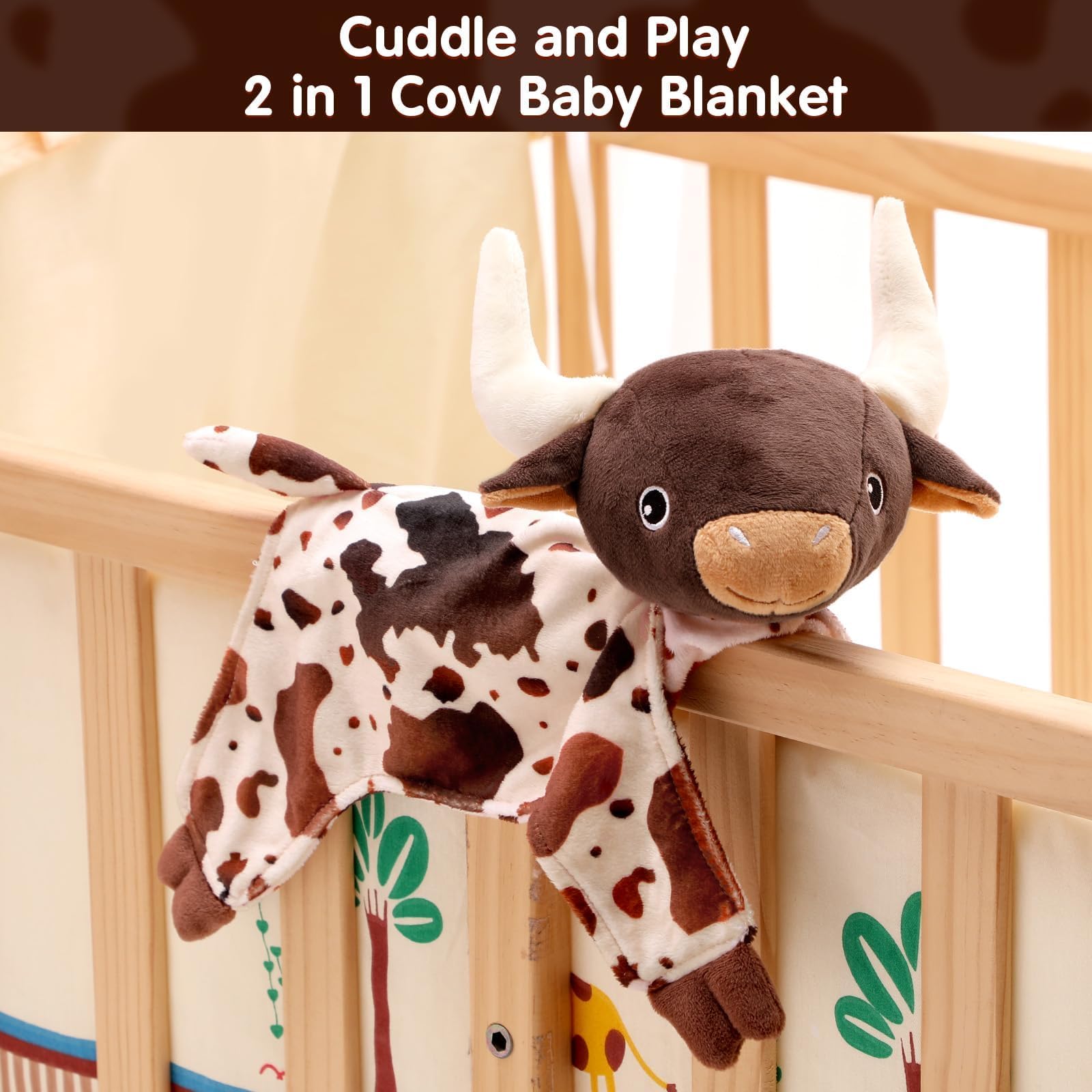 Gicoherero Longhorn plush cuddle-shot showcasing travel-friendly security blanket.