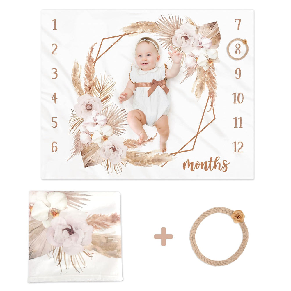 Gicoherero milestone blanket seasonal florals close-up enhances nursery photos
