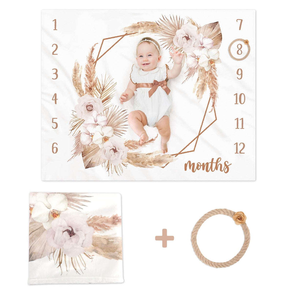 Gicoherero milestone blanket seasonal florals close-up enhances nursery photos
