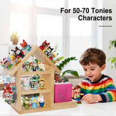 Gieanoo TonieBox shelf demonstrates strong magnets for secure storage.