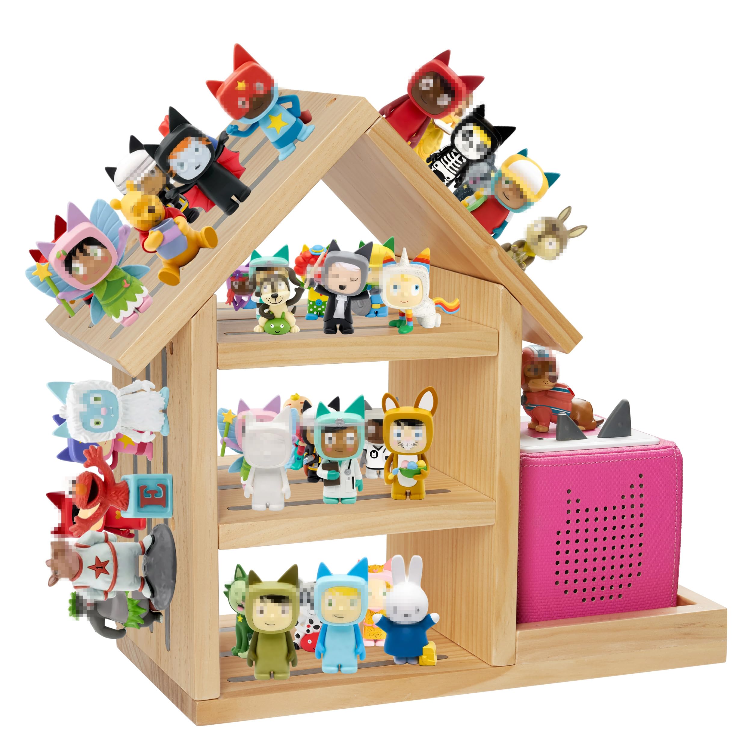Gieanoo TonieBox shelf wall-mounted magnetic wood display keeps Tonies organized.