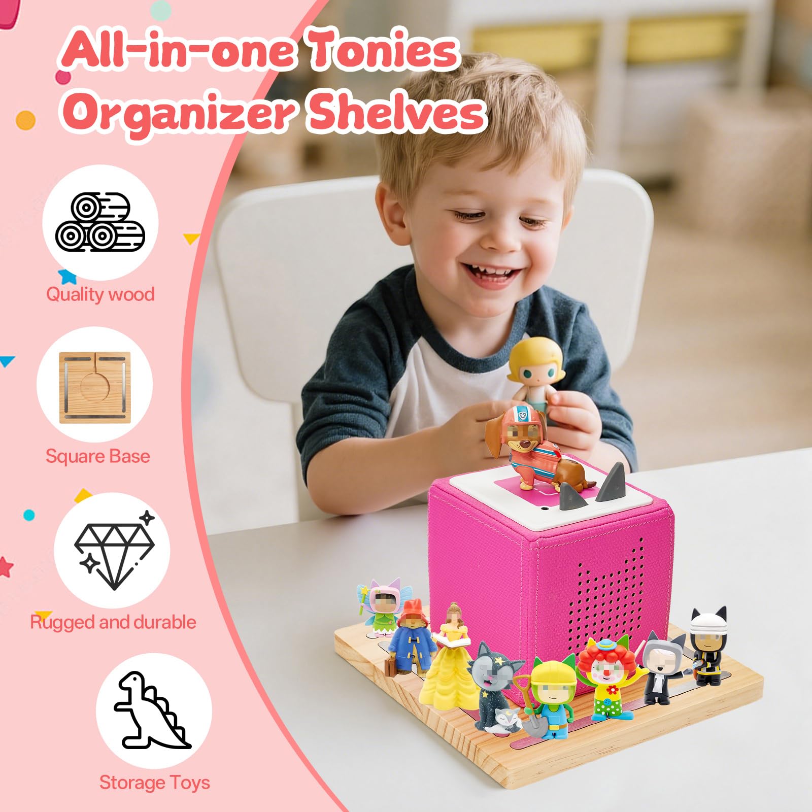 Gieanoo Tonies shelf magnetic strips hold figures securely for clutter-free display.