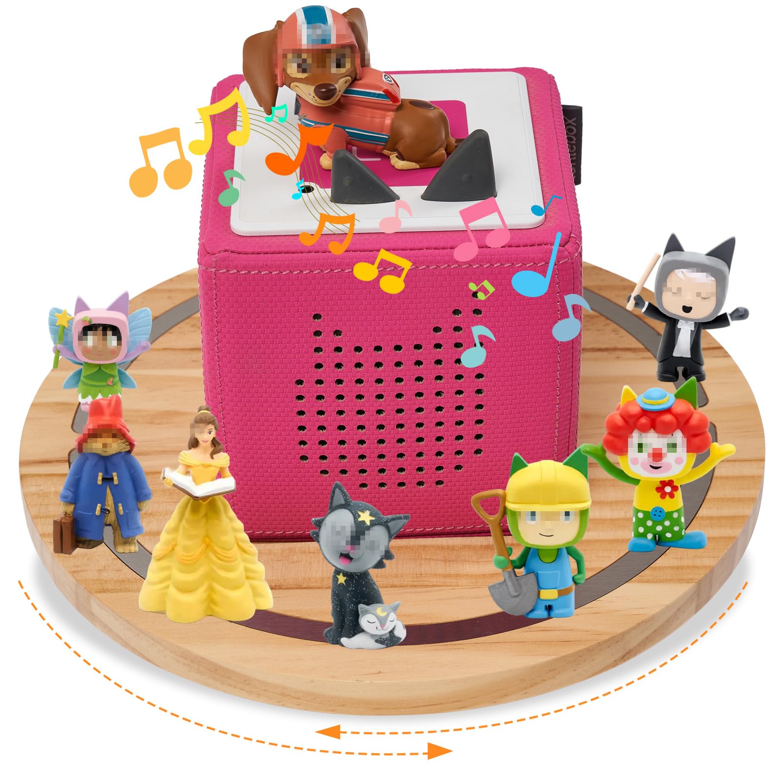 Gieanoo round magnetic Tonies shelf displays organized Tonie figures.