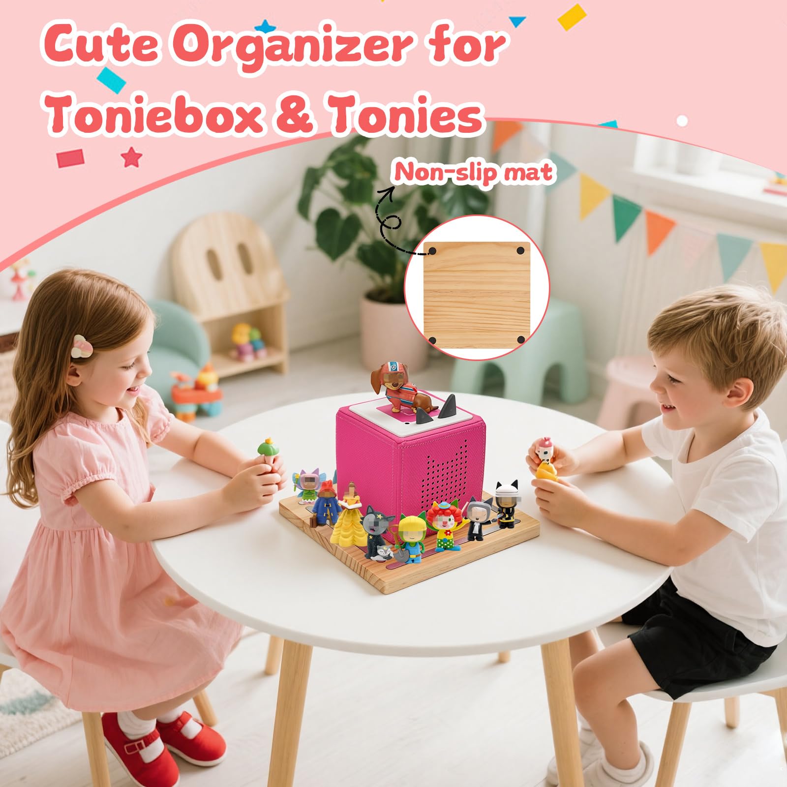 Gieanoo Tonies shelf on table or floor provides decorative storage for Tonies.