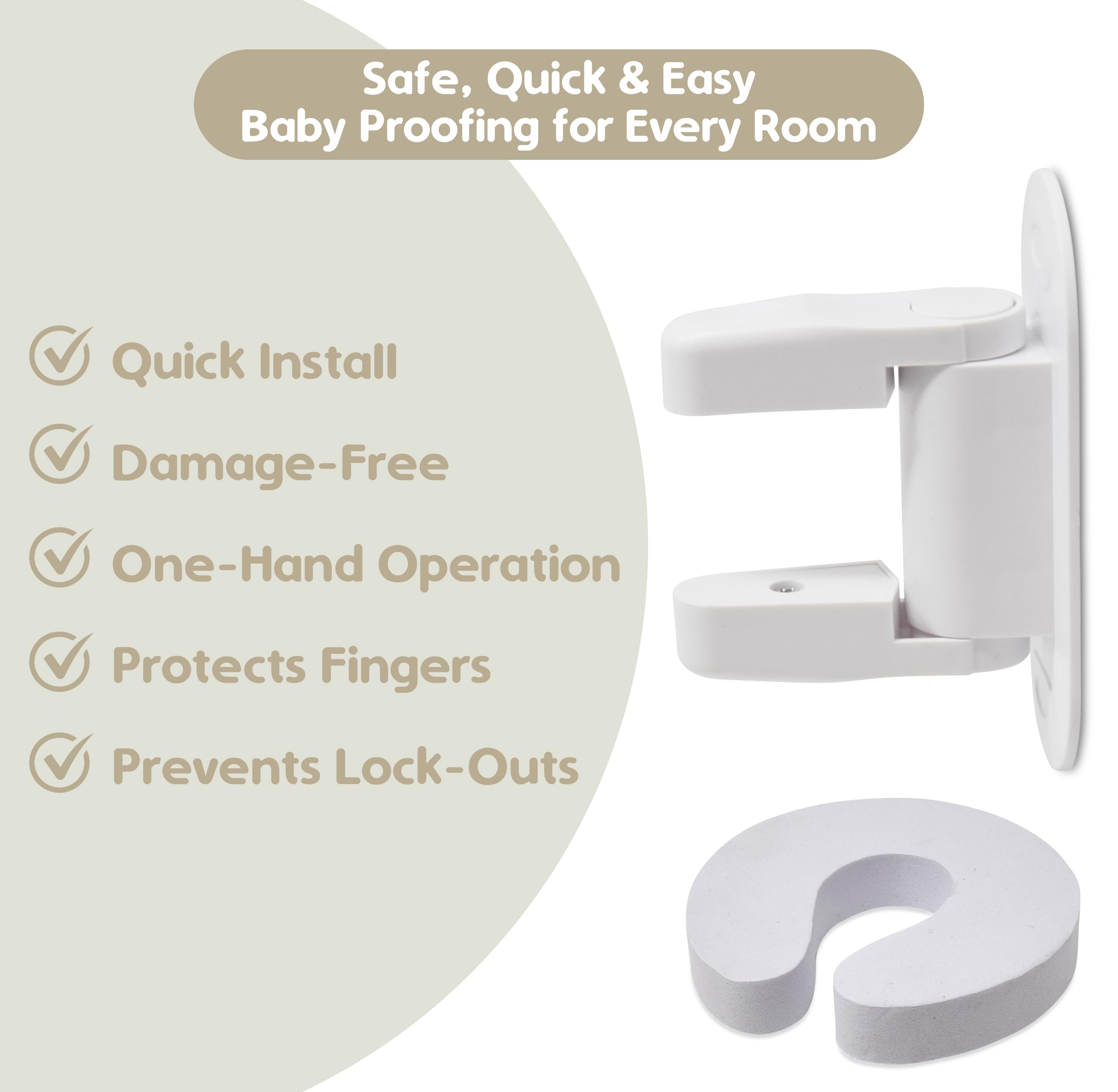 Gift Boutique adhesive locks demonstrate tool-free installation for busy parents.