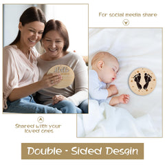 Giftacity double-sided design baby sign for sharing details or footprints.