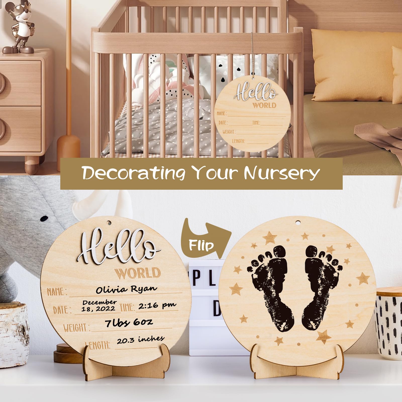 Giftacity engraved birth statistics on wood for keepsake.