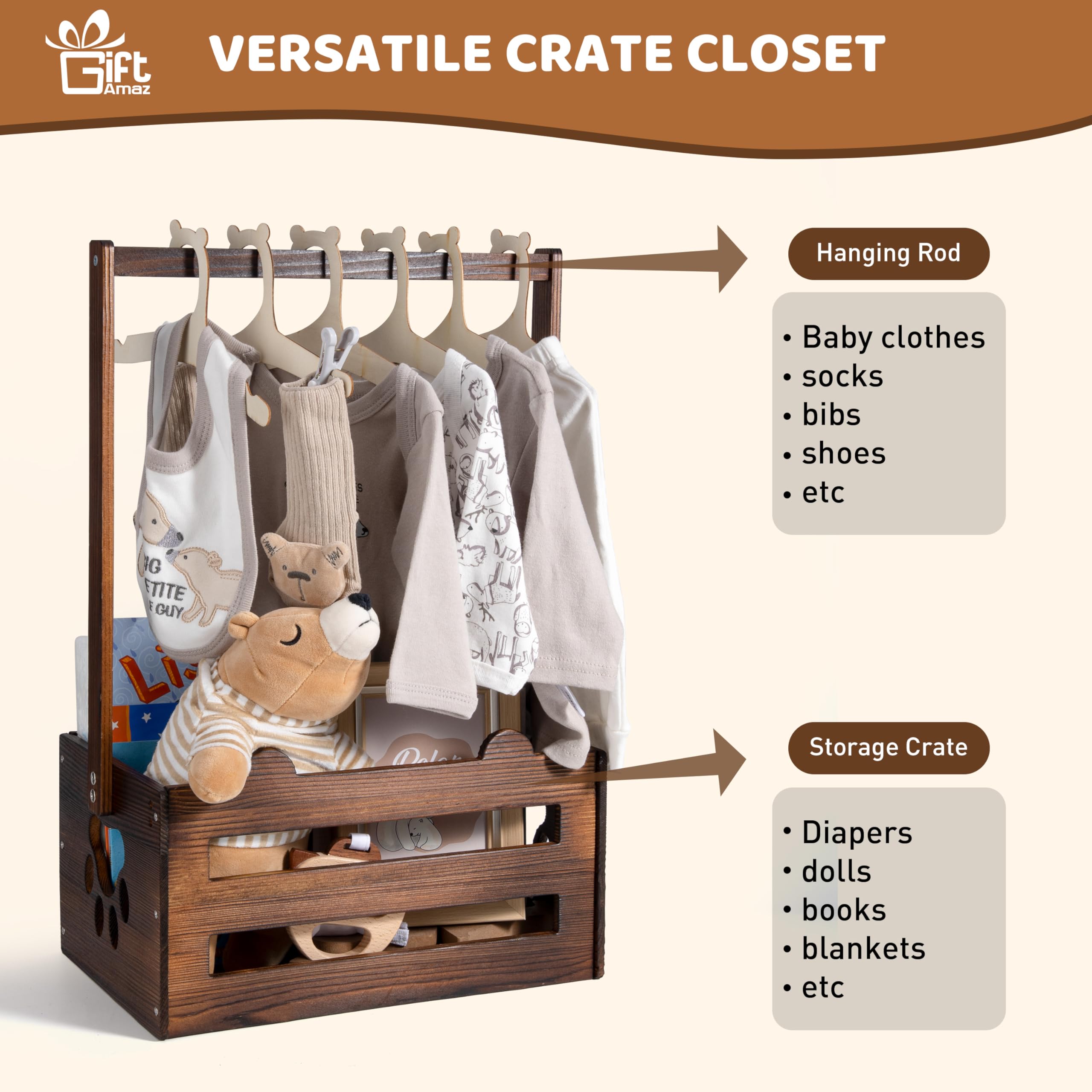 GiftAmaz bear-paw side panels add charm to nursery storage and gifting setups