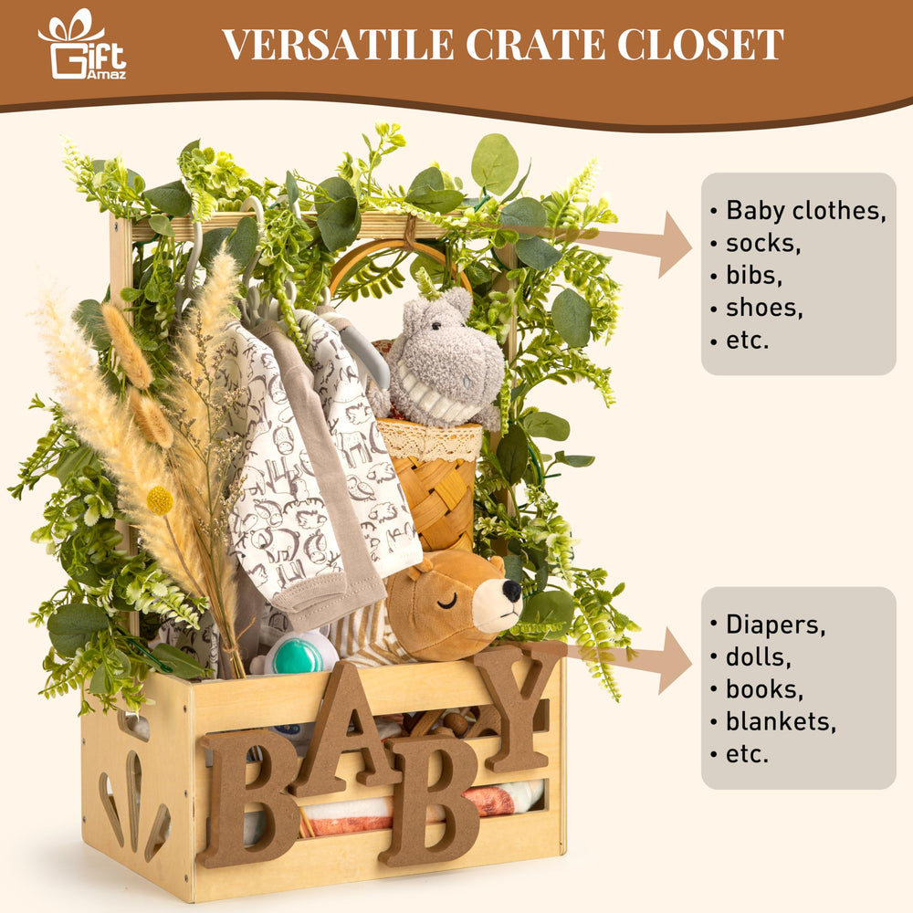 GiftAmaz wooden baby crate oil-finished surface shows durable, elegant texture.