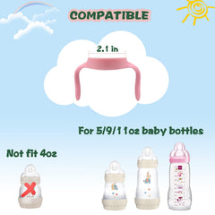 Giftophilia bottle handles with ergonomic grip promote easy hold for tiny hands