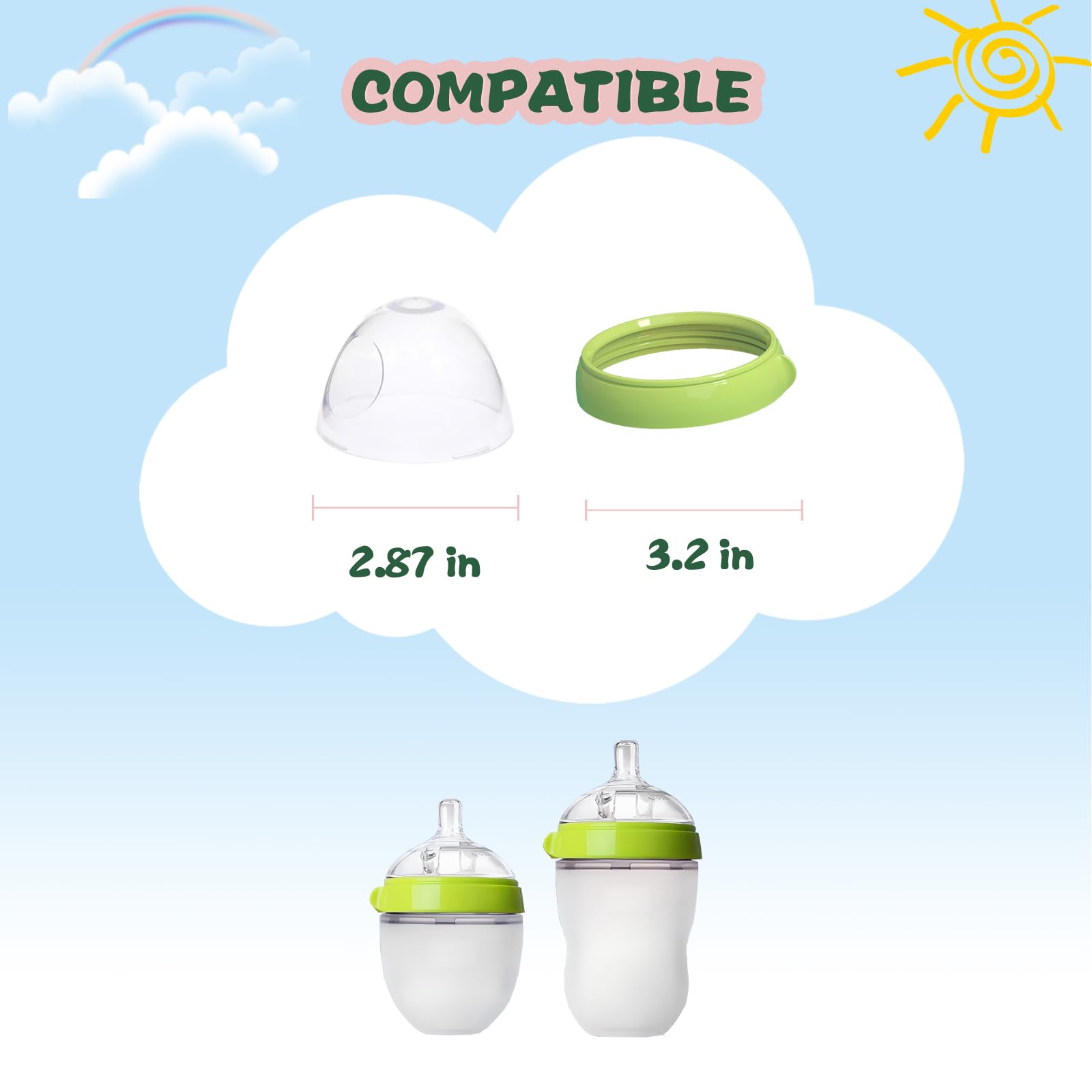 Giftophilia Comotomo bottle dome cap close-up showing BPA-free construction and snug fit.