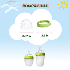 Giftophilia Comotomo bottle dome cap close-up showing BPA-free construction and snug fit.