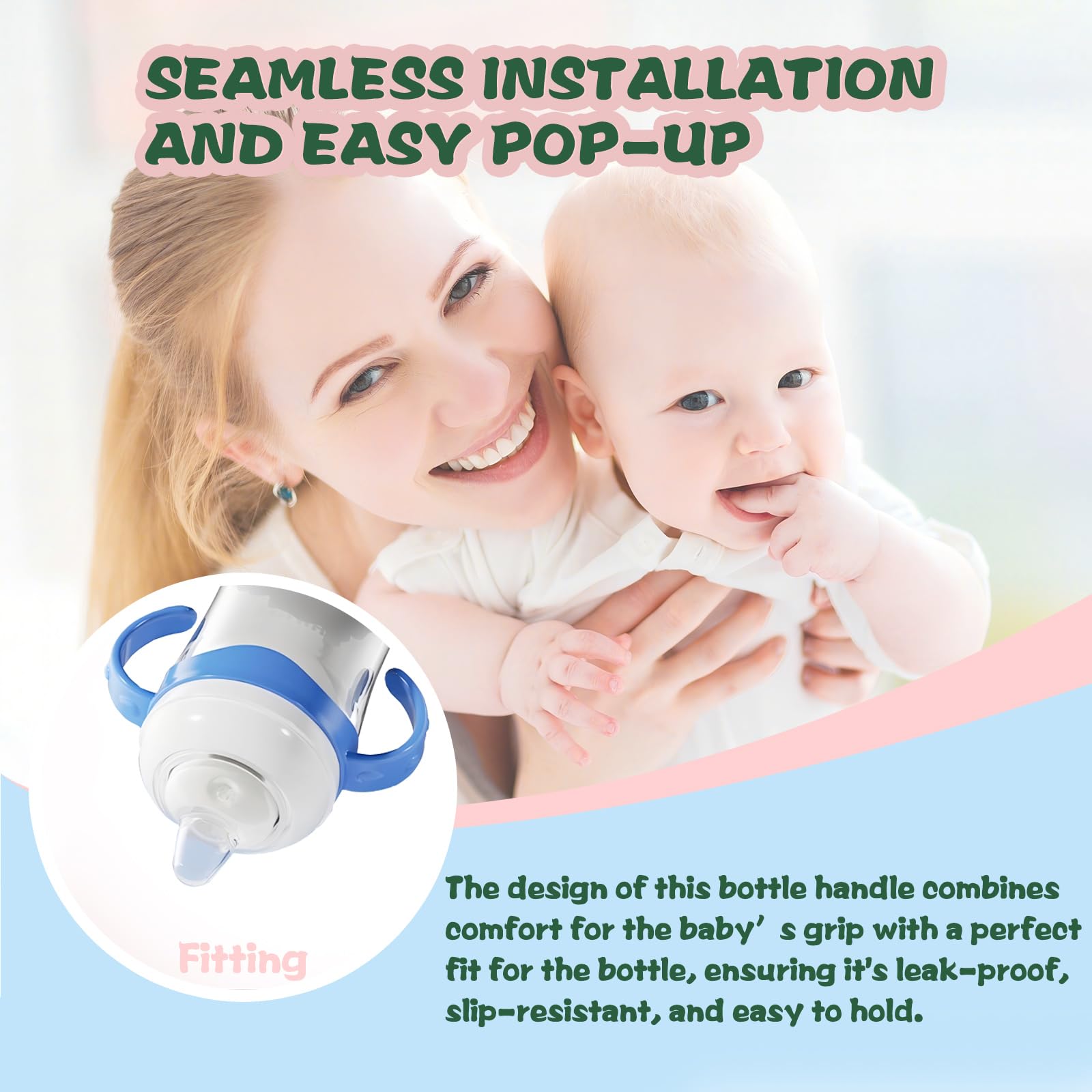 Giftophilia easy-installation handles attach securely to Philips Avent bottles