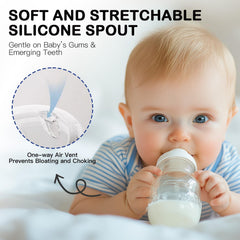 Giftophilia ergonomic handles on baby cup promote independent gripping