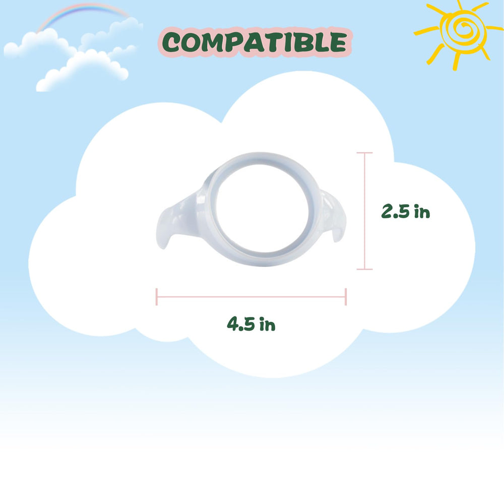 Giftophilia ergonomic heart-shaped handles improve grasp for easy feeding transitions.