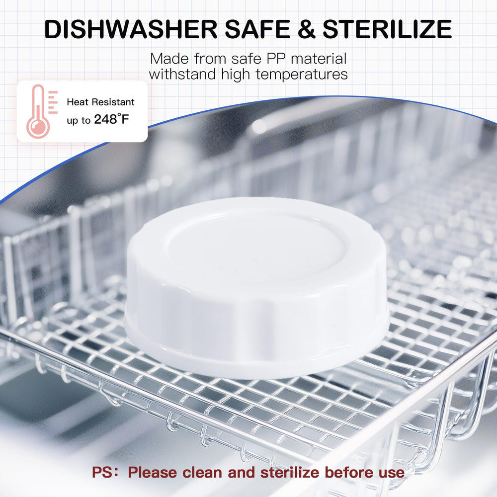 Giftophilia dishwasher-safe lid on top-rack shown with clean bottle.