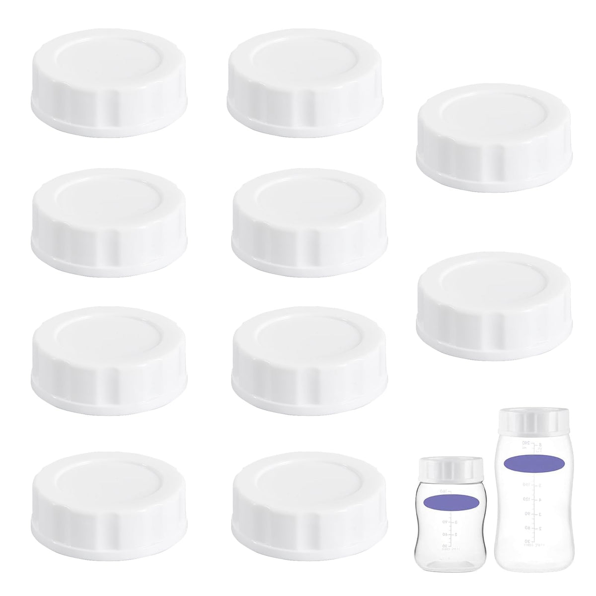 Giftophilia travel lids on Lansinoh bottle cap prevent leaks during trips.