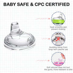Giftophilia sippy-spout-nipples silicone-material closeup shows soft silicone for gentle feeding.