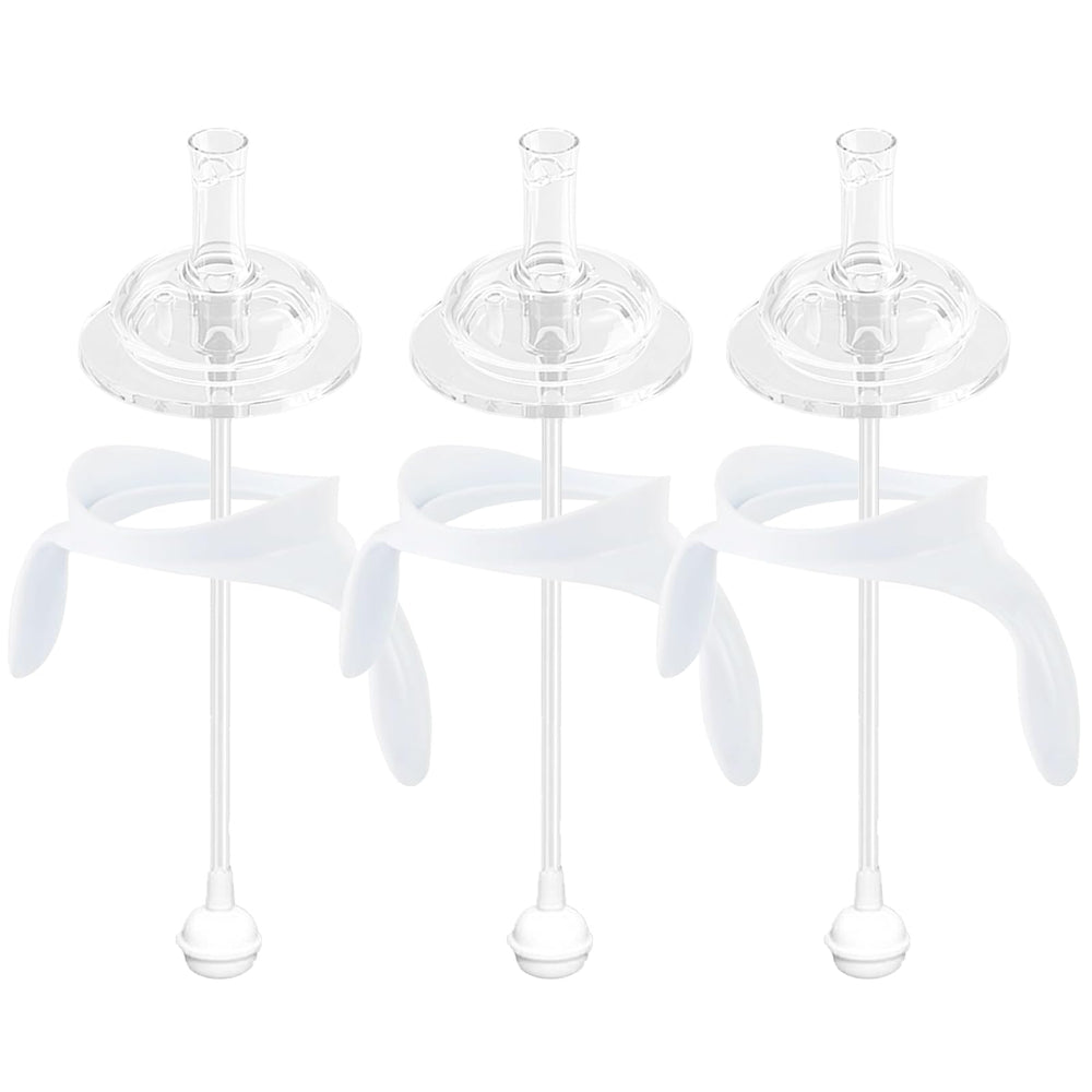 Giftophilia straw sippy kit with soft-top attachment aids smooth bottle-to-cup transition.