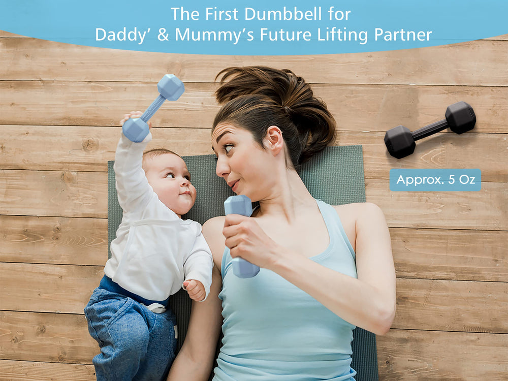 Giftty Baby Dumbbell Toy in-hand demonstration highlights easy grasp and gentle weight for early exercises.