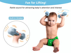 Giftty Baby Dumbbell Toy teether features soft silicone texture for soothing gums during gnawing.