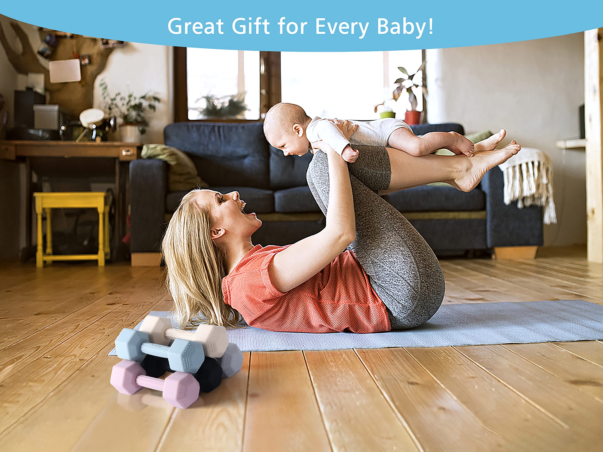 Giftty soft silicone texture comforts gums while teething and gnawing.