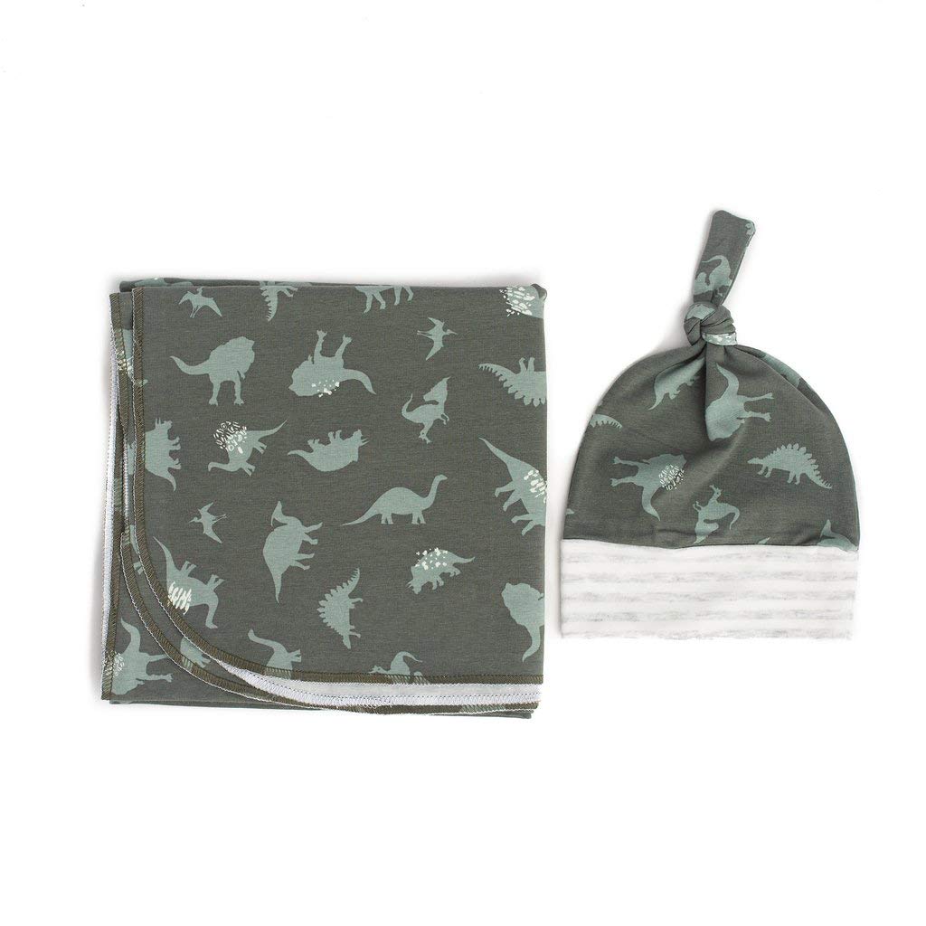 Giggle Angel dinosaur headband set in green complements newborn outfit