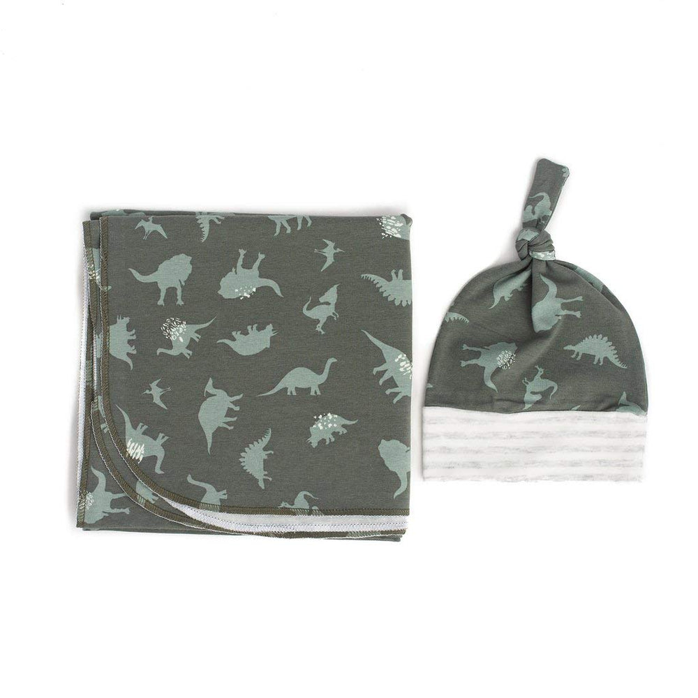 Giggle Angel dinosaur headband set in green complements newborn outfit