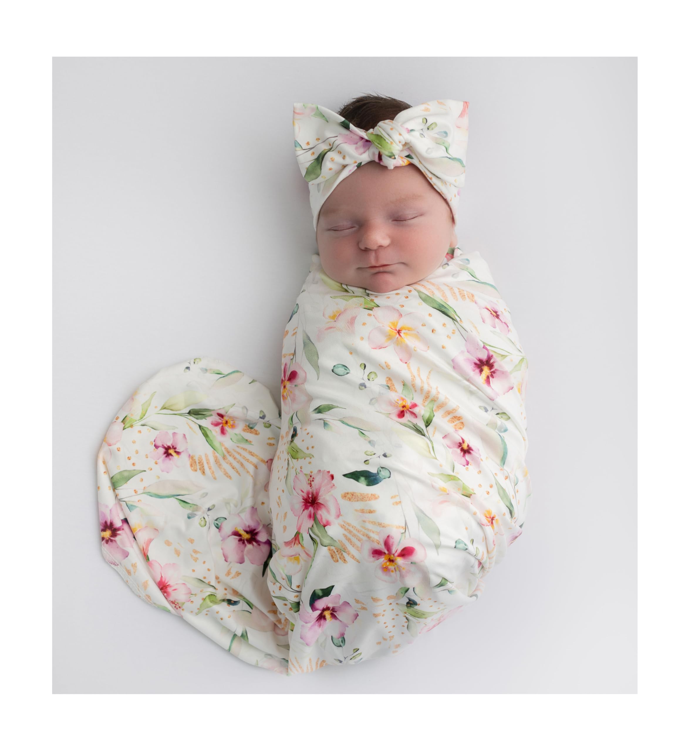 Giggle Angel ink red floral swaddle blanket folded for cozy newborn wrap