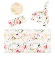 Giggle Angel ink red floral swaddle close-up showing durable serged edge