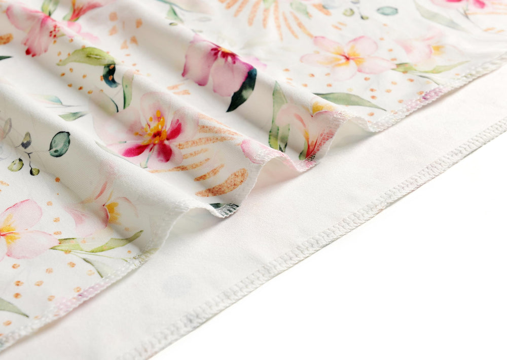 Giggle Angel ink red floral swaddle with matching headband for photo-ready outfit