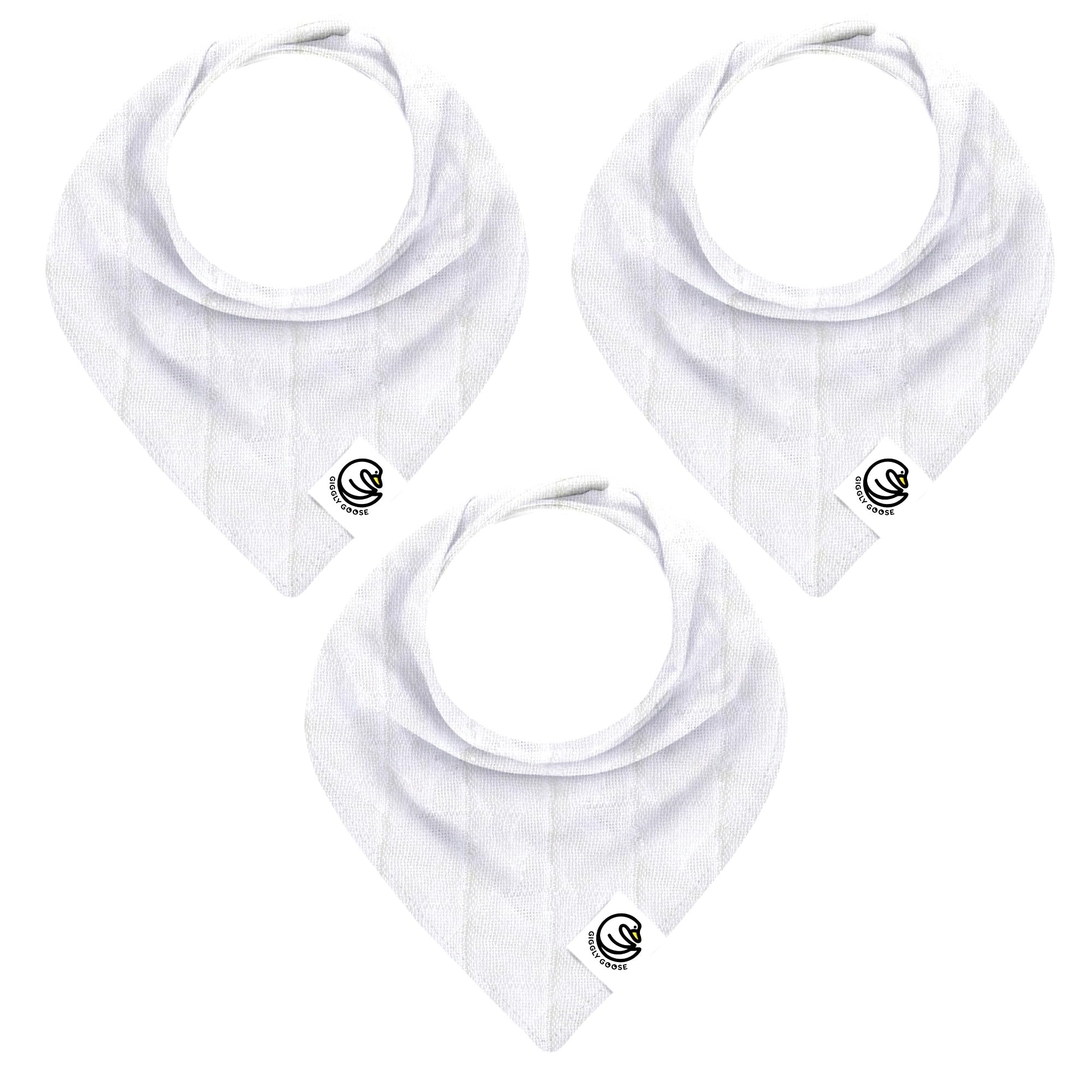 Giggly Goose 3pack baby bibs – front view shows soft cotton and cute design for mealtime.