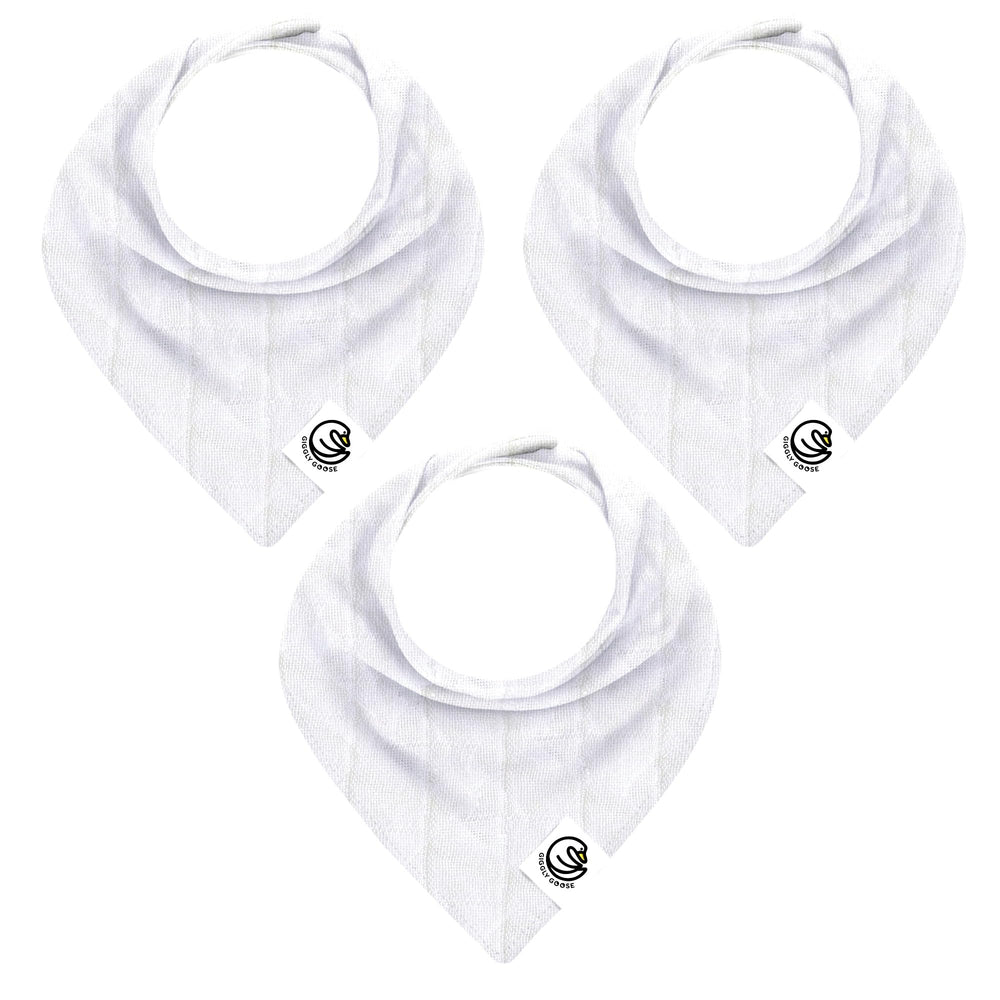 Giggly Goose 3pack baby bibs – front view shows soft cotton and cute design for mealtime.