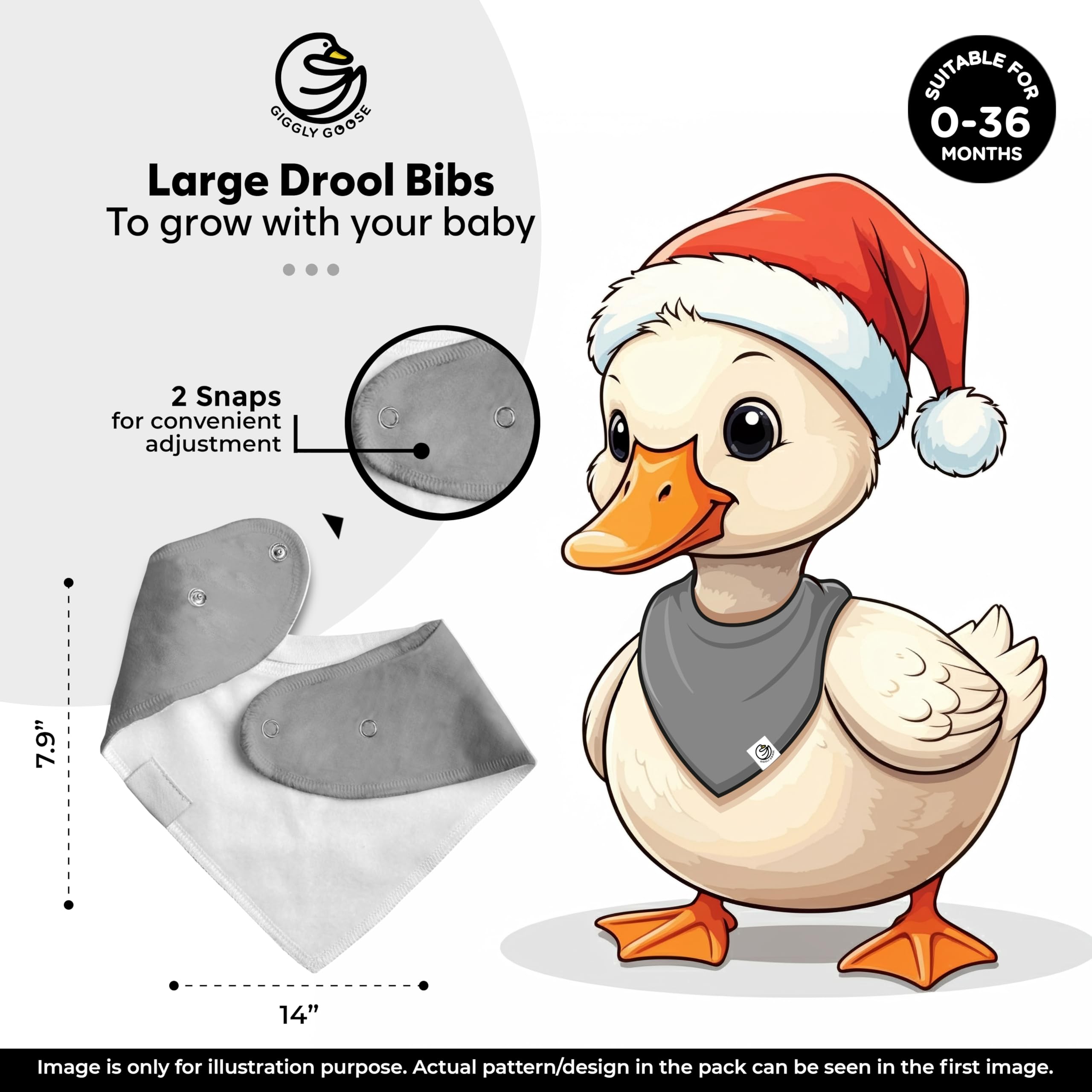 Giggly Goose bandana bib adjustable snaps for a growing, secure fit.