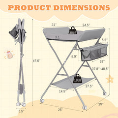 GIGYES portable changing table bottom-shelf organizes laundry and essentials for quick cleanup