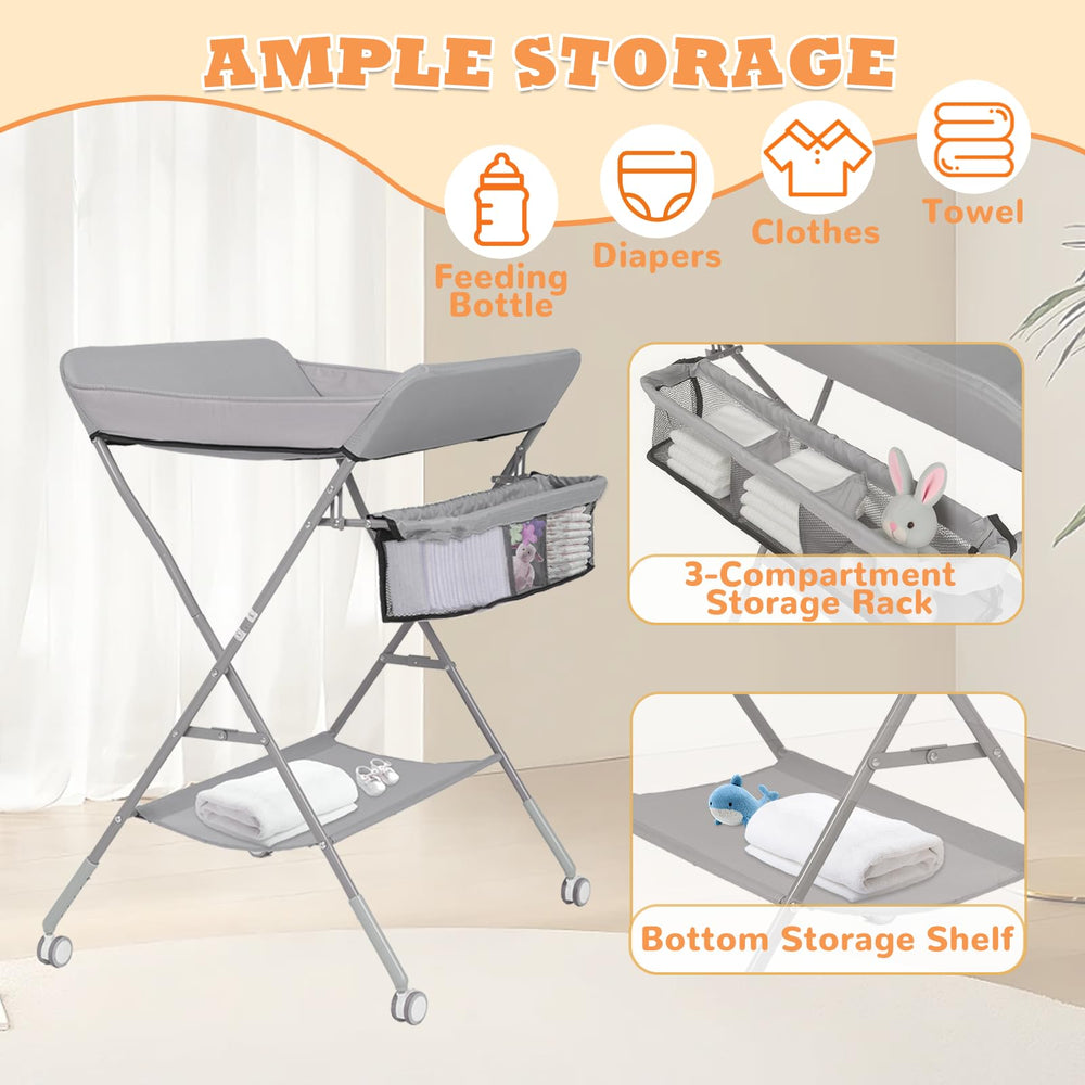 GIGYES portable changing table storage-rack keeps diapers and bottles within reach