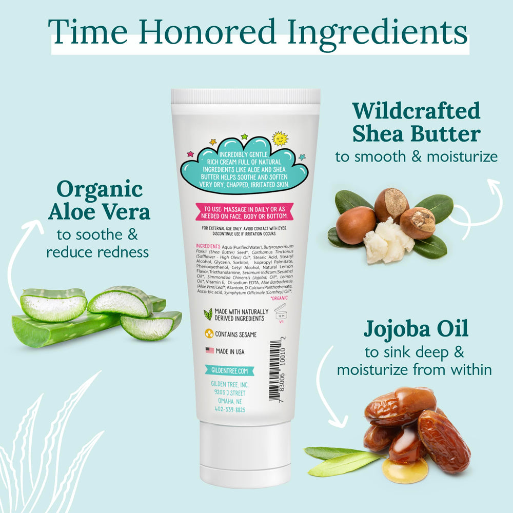 Gilden Tree Cream jar highlights natural ingredients, supporting gentle daily hydration.