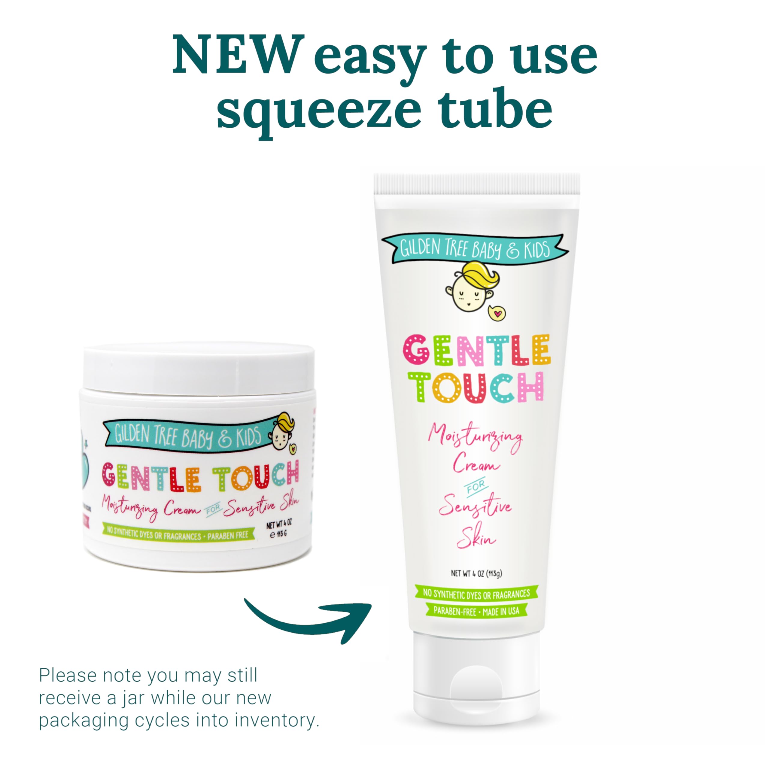 Gilden Tree Baby Cream squeeze tube demonstrates mess-free application option.