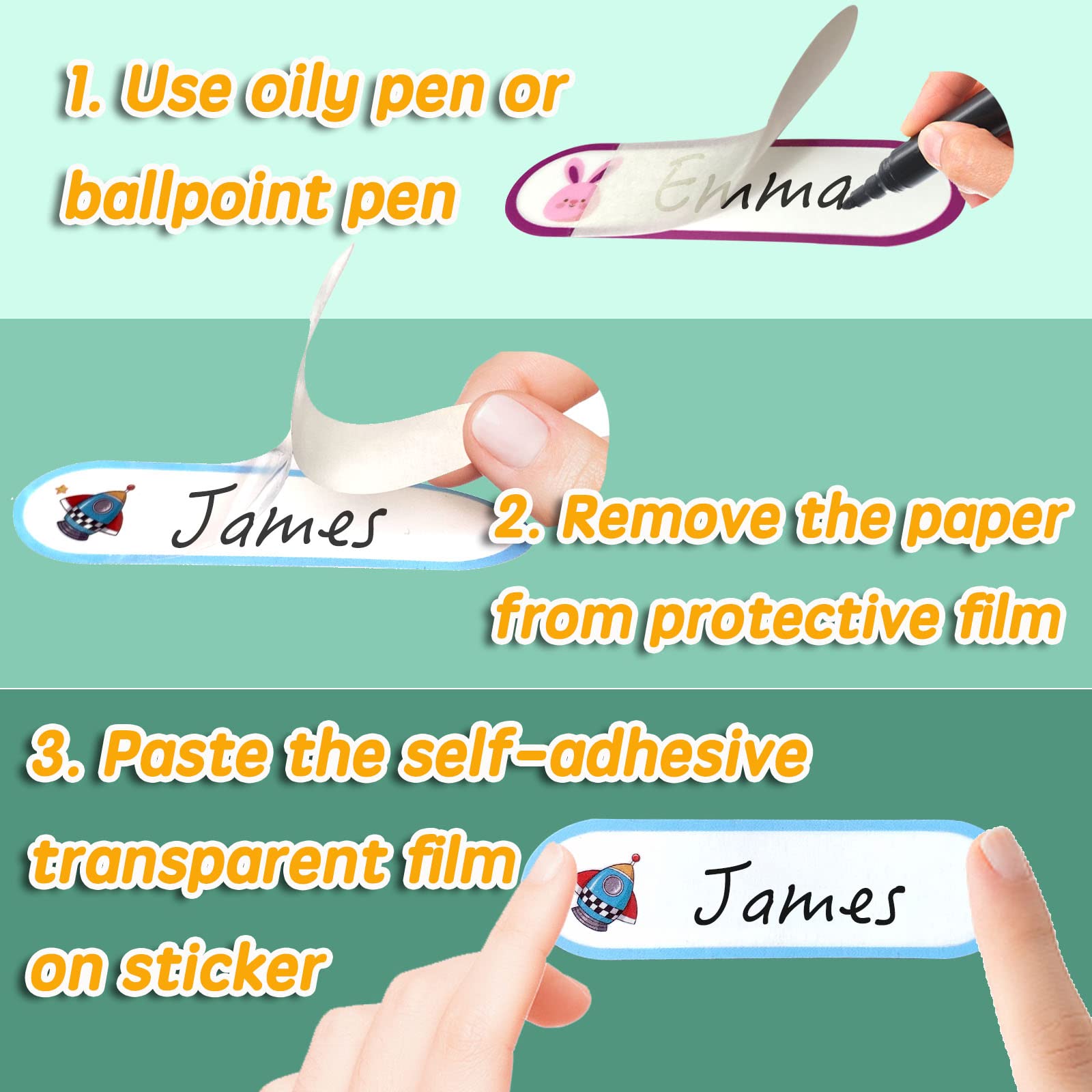 Giliger write-on labels with easy peel backing for fast labeling.