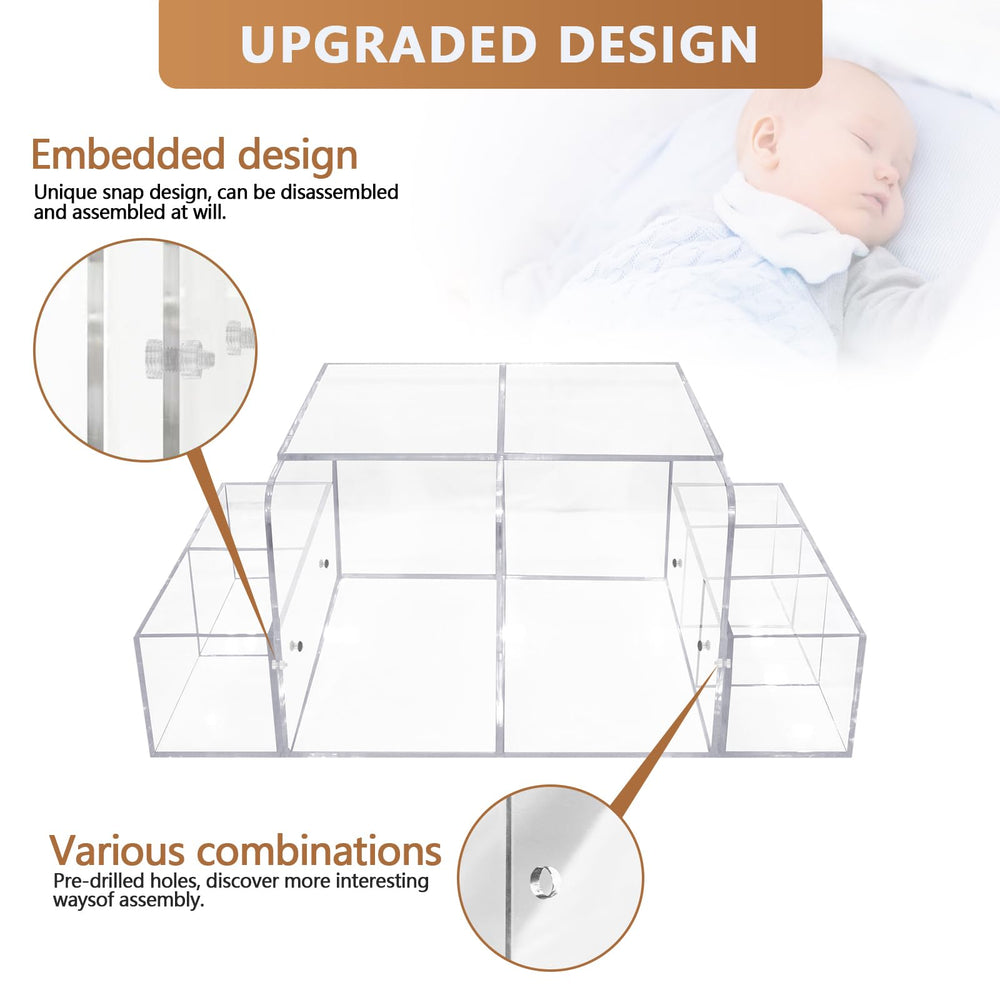 GILPWA diaper caddy seven compartments organize wipes, creams, and diapering items.