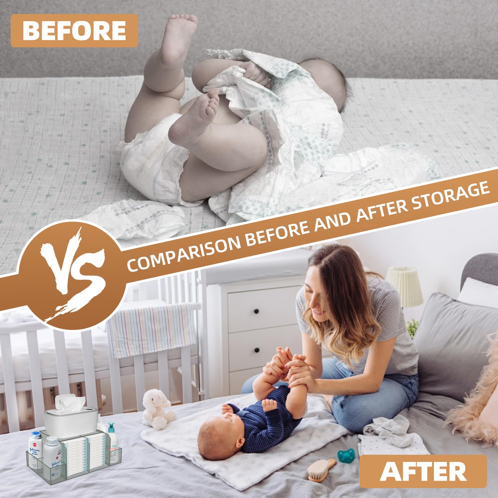 GILPWA diaper caddy wipe dispenser compatibility for convenient diaper changes.