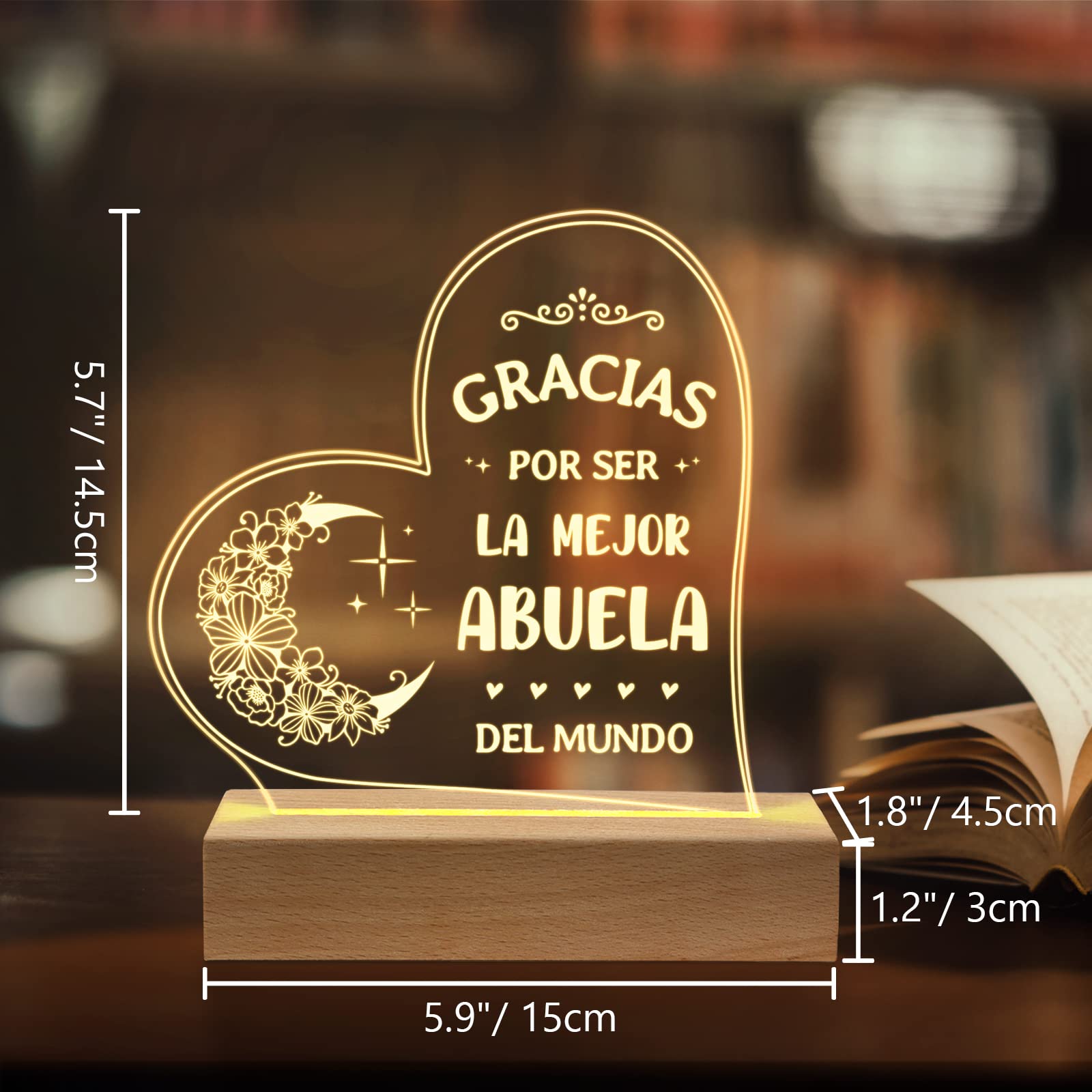 GiltGlimmer Abuela night light on a shelf offers a warm, thoughtful gift moment.