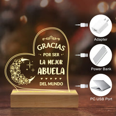 GiltGlimmer USB rechargeable night light for Abuela, easy, convenient power source.
